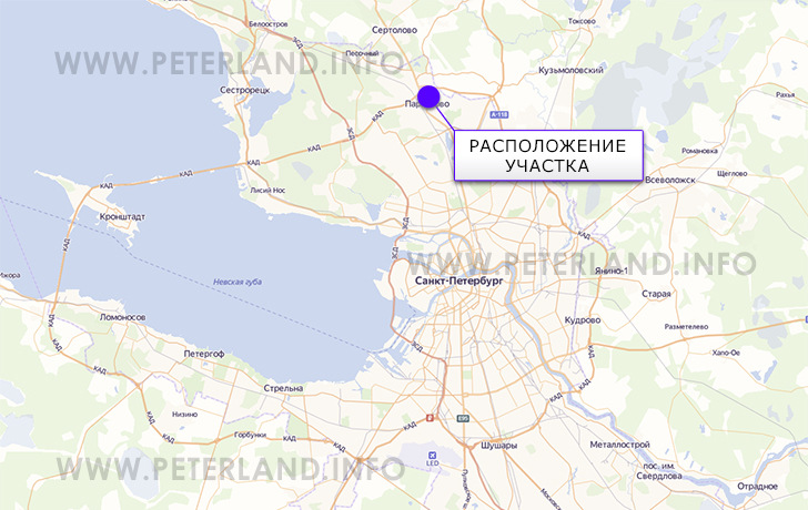 земельный участок в Парголово Выборгское шоссе на карте