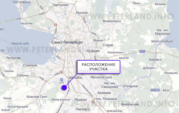 земля в продаже около аэропорта Пулково на карте